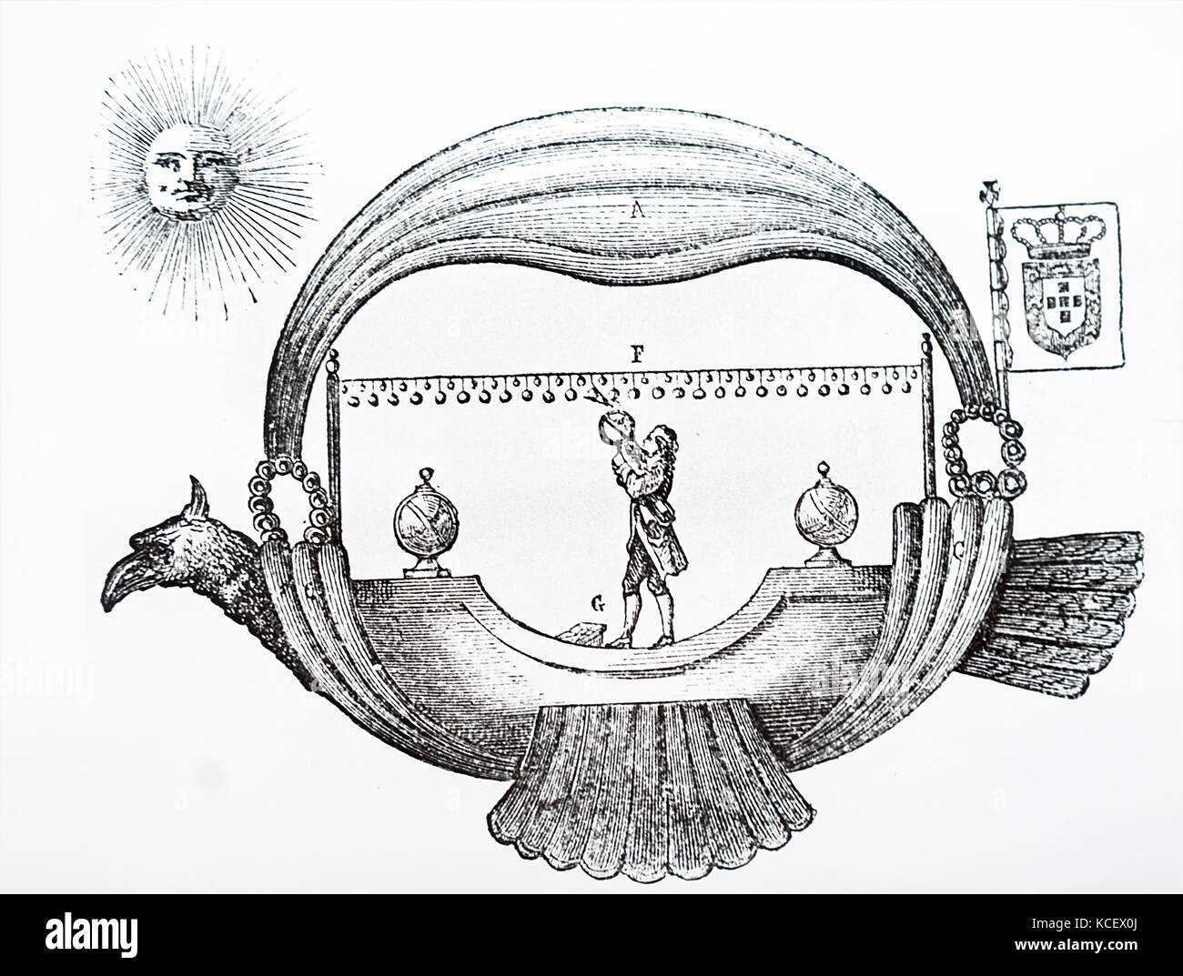 Karikatur von Jean-Pierre Blanchard's (1753-1809), ein französischer Erfinder, der Ballon. Vom 20. Jahrhundert Stockfoto