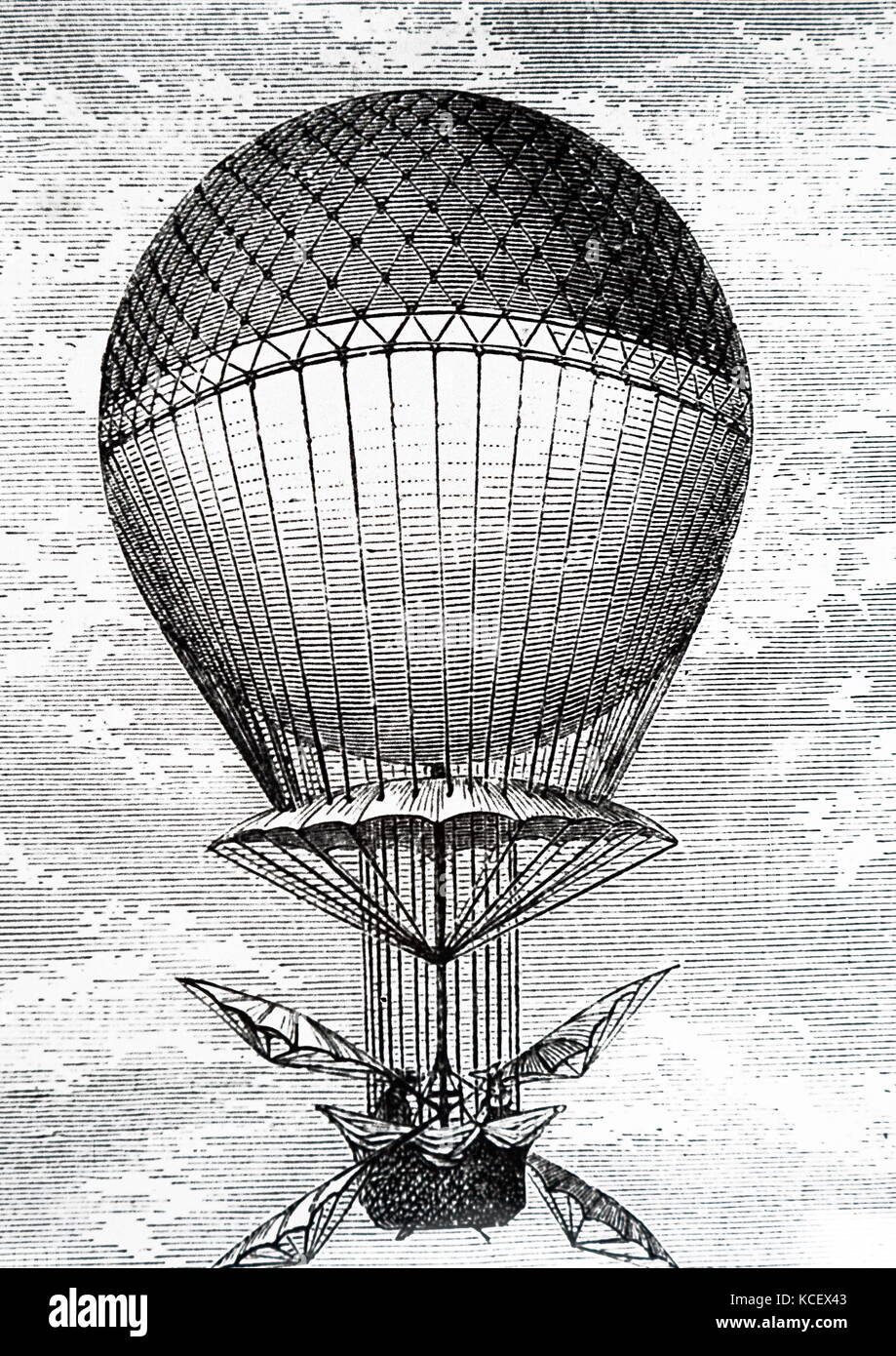Gravur, Jean-Pierre Blanchard's Ballon. Vom 18. Jahrhundert Stockfoto