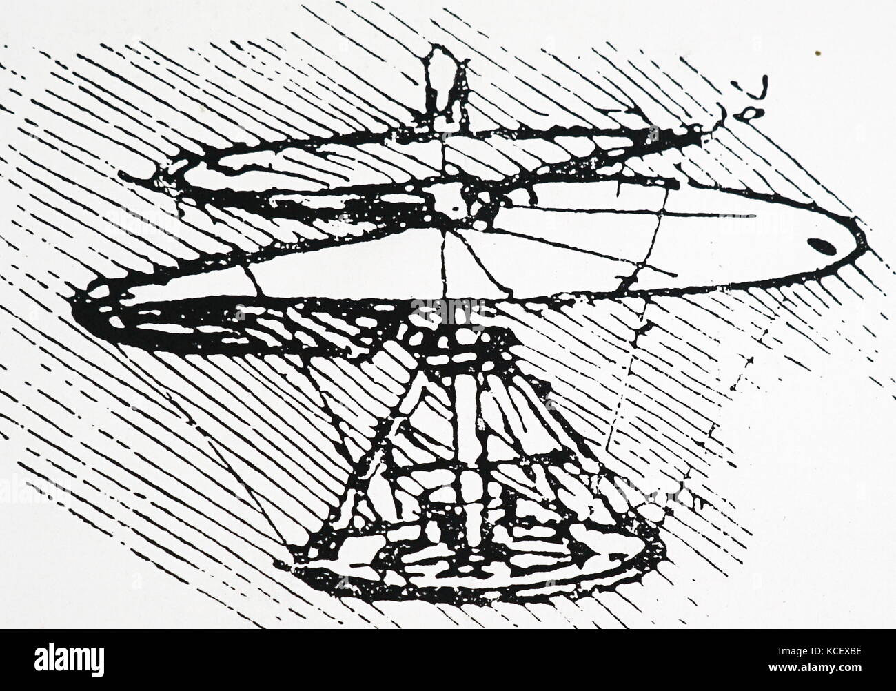 Gravur Darstellung von Leonardo da Vinci Archimedischen Schraube  Hubschrauber. Leonardo da Vinci (1452-1519), einem italienischen  Universalgelehrten, Künstler und Erfinder. Vom 15. Jahrhundert  Stockfotografie - Alamy
