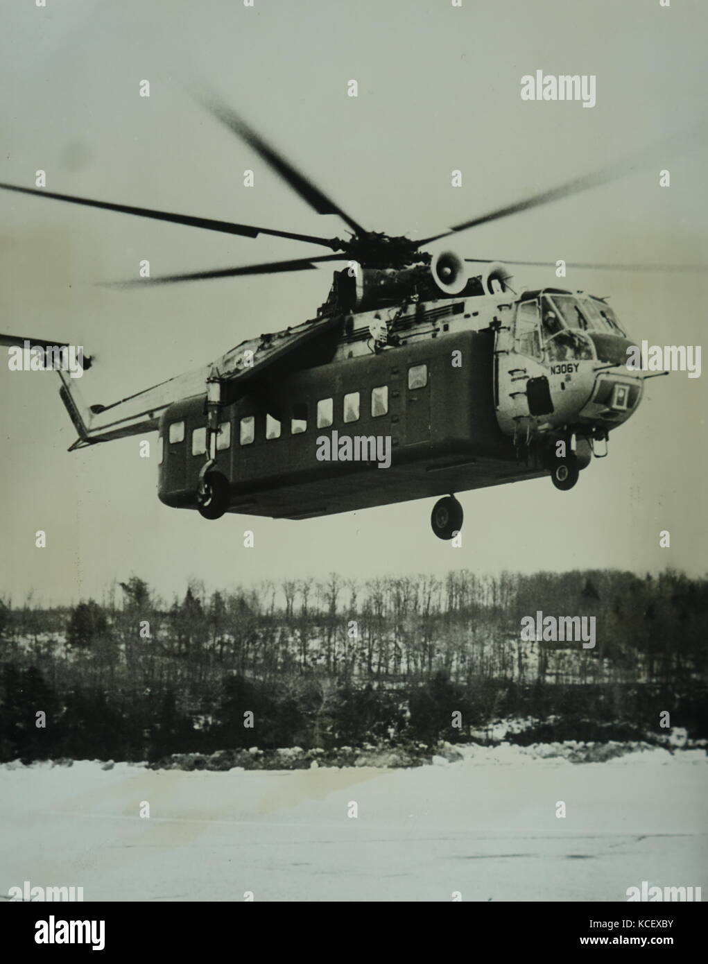 Foto einer Sikorsky S-64 Skycrane, eine Amerikanische zweimotorige heavy-lift Hubschrauber. Vom 20. Jahrhundert Stockfoto