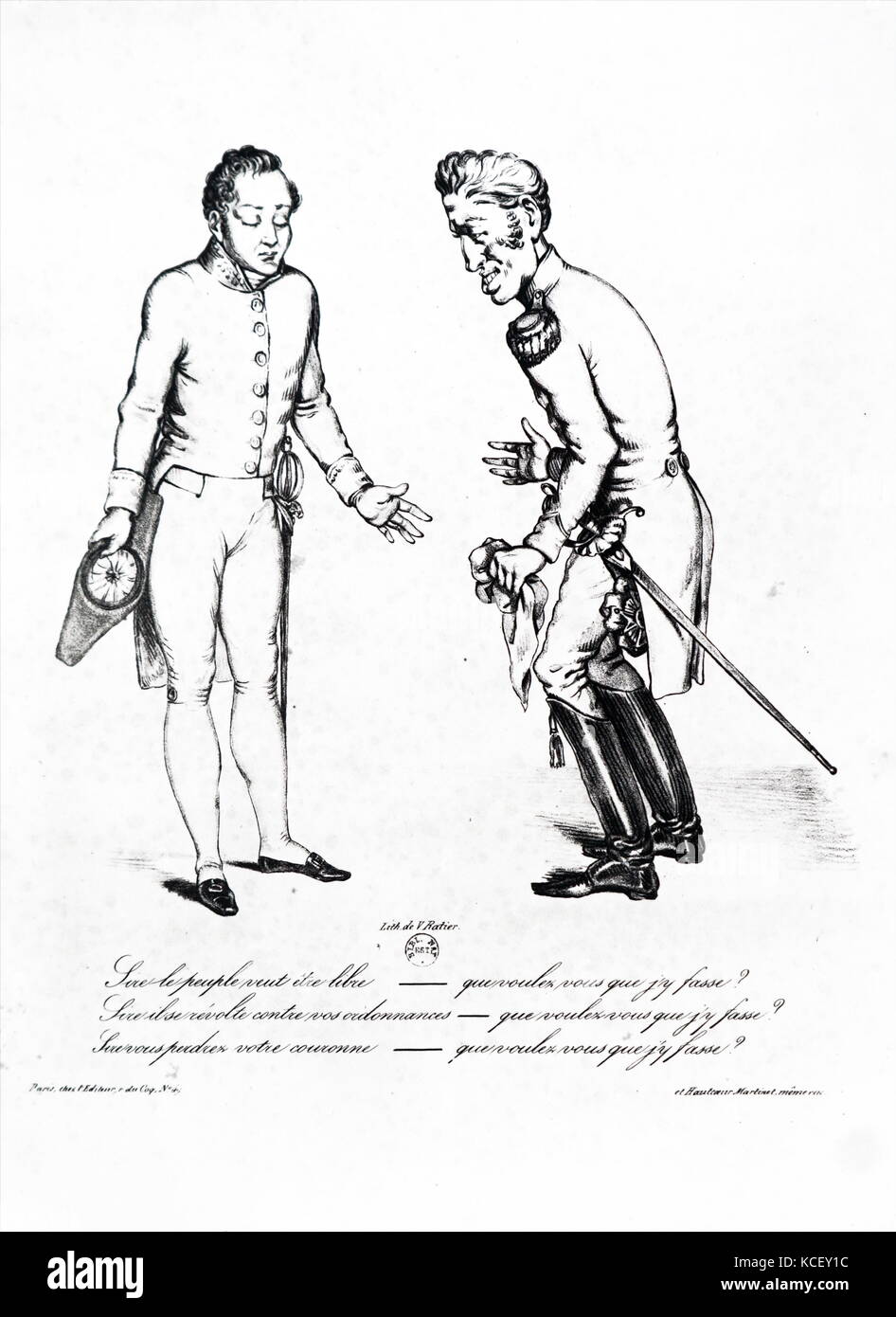 Abbildung: Darstellung von Jules, 1. Herzog von Polignac (1746-1817), einem französischen Edelmann, und König Charles X von Frankreich (1757-1836). Vom 19. Jahrhundert Stockfoto