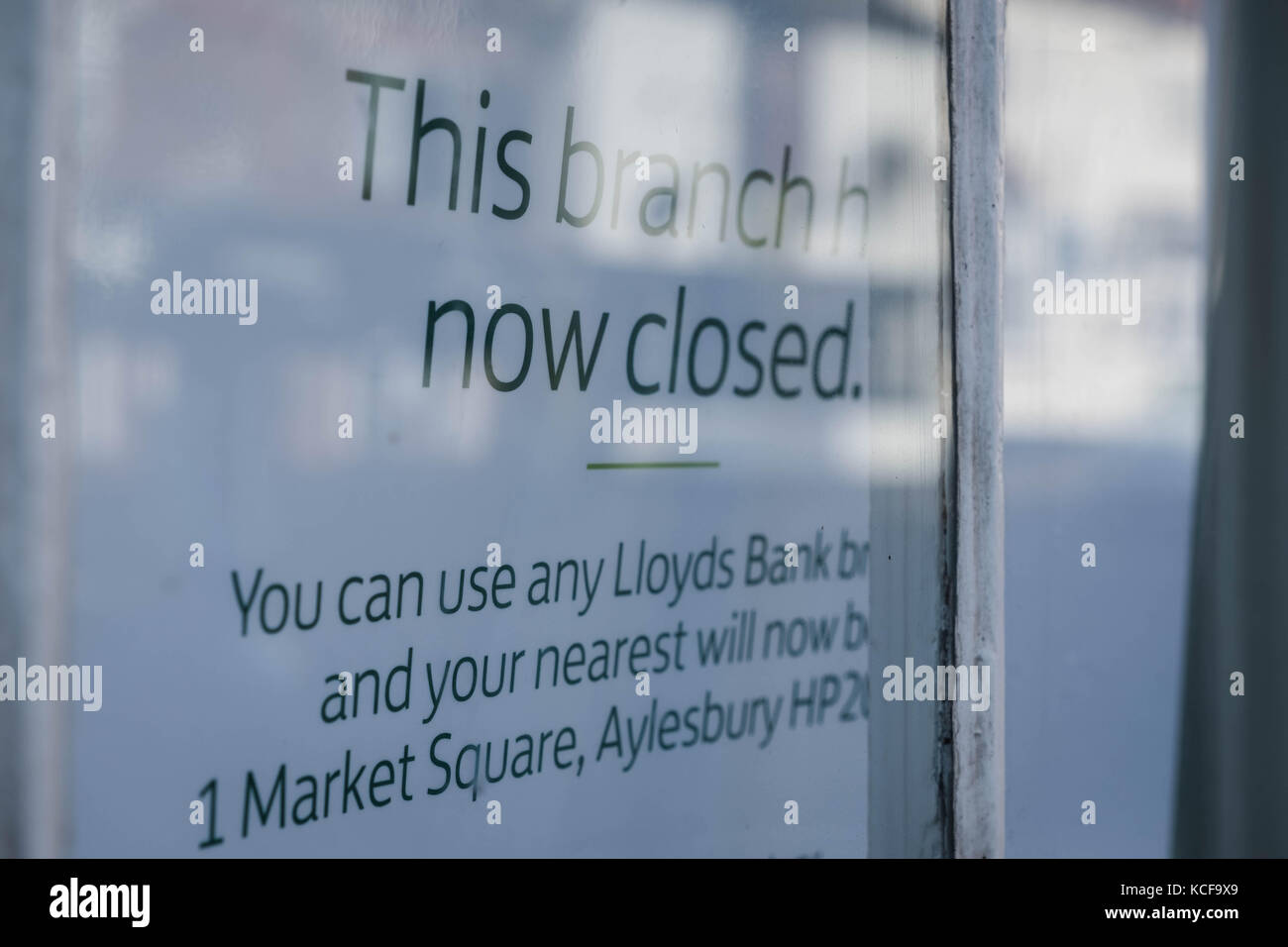 Wendover, Großbritannien. Oktober 2017. Diese Filiale der Lloyds Bank wurde am 2. Oktober 2017 geschlossen. Über 400 Banken sollen 2017 geschlossen werden. Lloyds schließt 87 2017 Niederlassungen. Kredit: Greeneyedlens/Alamy Live News Stockfoto