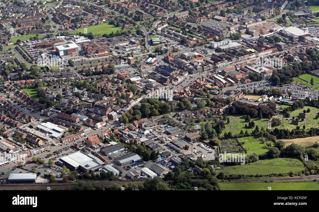 Luftaufnahme von Northallerton Stadtzentrum, dem North Yorkshire, Großbritannien Stockfoto