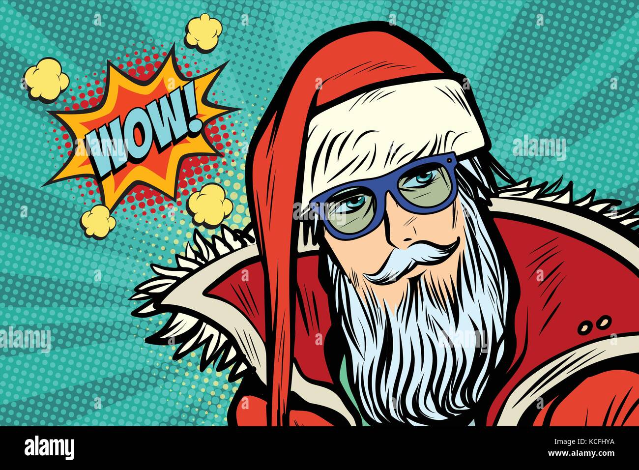 Wow hipster Santa Claus Stock Vektor