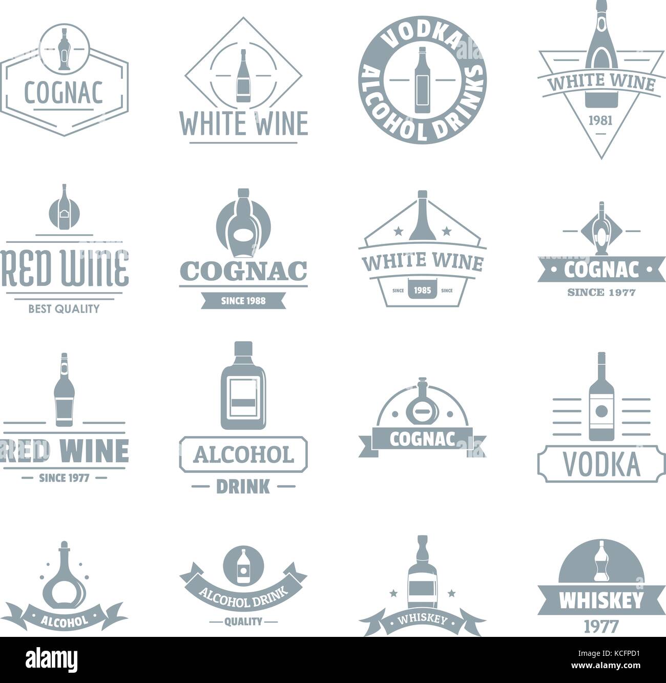 Alkohol Logo Symbole Gesetzt Einfachen Stil Stock Vektorgrafik Alamy