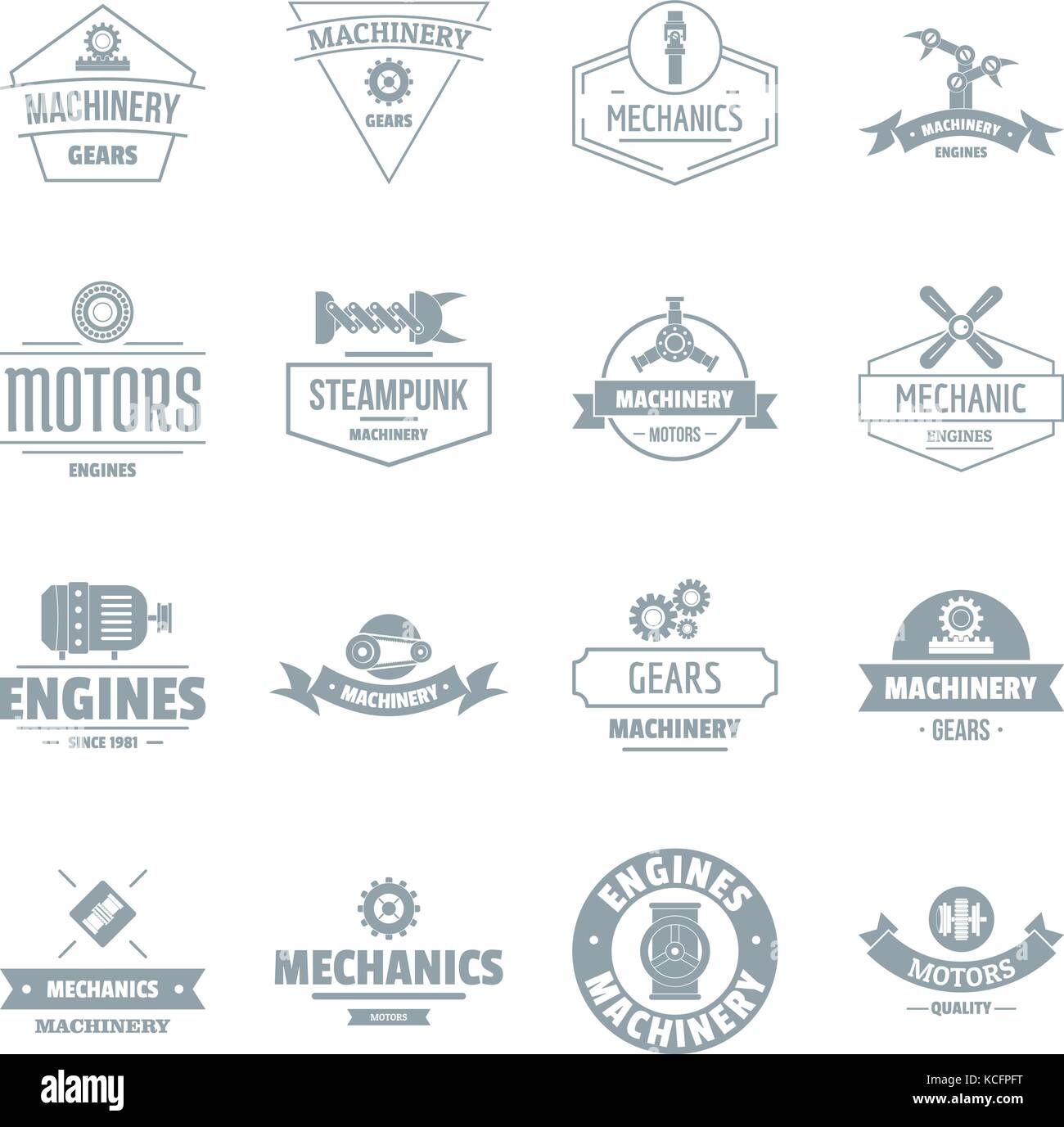 Mechanik logo Symbole gesetzt, einfachen Stil Stock-Vektorgrafik - Alamy