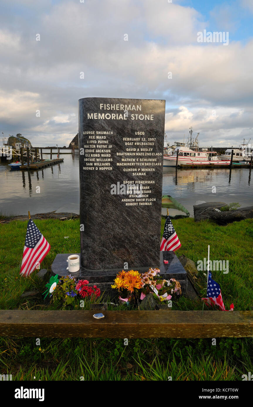 Fischer Memorial für diejenigen, die ihr Leben auf dem Meer verloren. La Push, Washington, USA Stockfoto