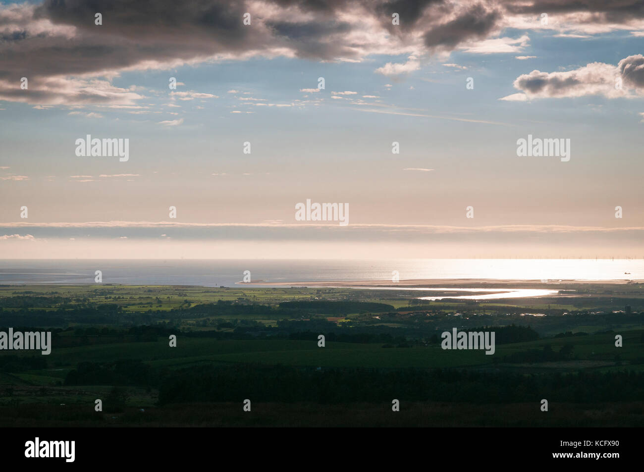 Die Mündung des Flusses Lune von Jubilee Turm, Lancashire, England Stockfoto