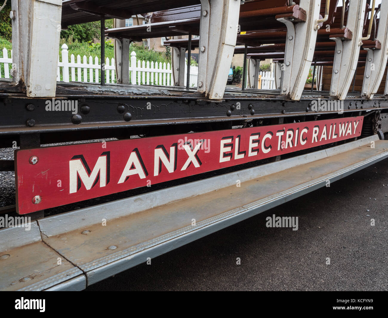 Manx Electric Railway offenen Anhänger Nummer 46. Hergestellt 1899. Stockfoto