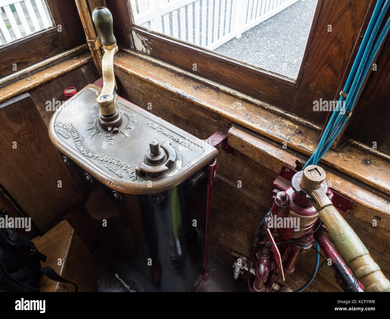 Manx Electric Railway, Elektrische Straßenbahn-Controller. Insel Man. Stockfoto