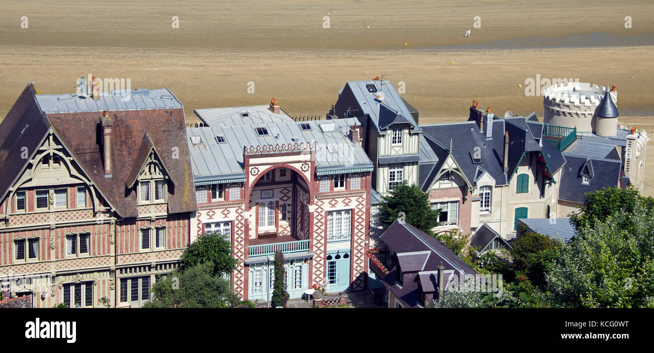 Gemischte Architektur beachfront Häuser Trouville Normandie Frankreich Stockfoto