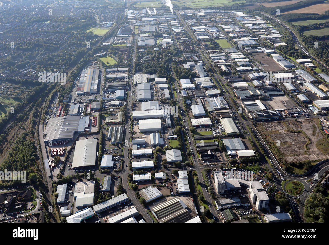 Luftaufnahme von Team Valley Trading Estate, Gateshead, Großbritannien Stockfoto