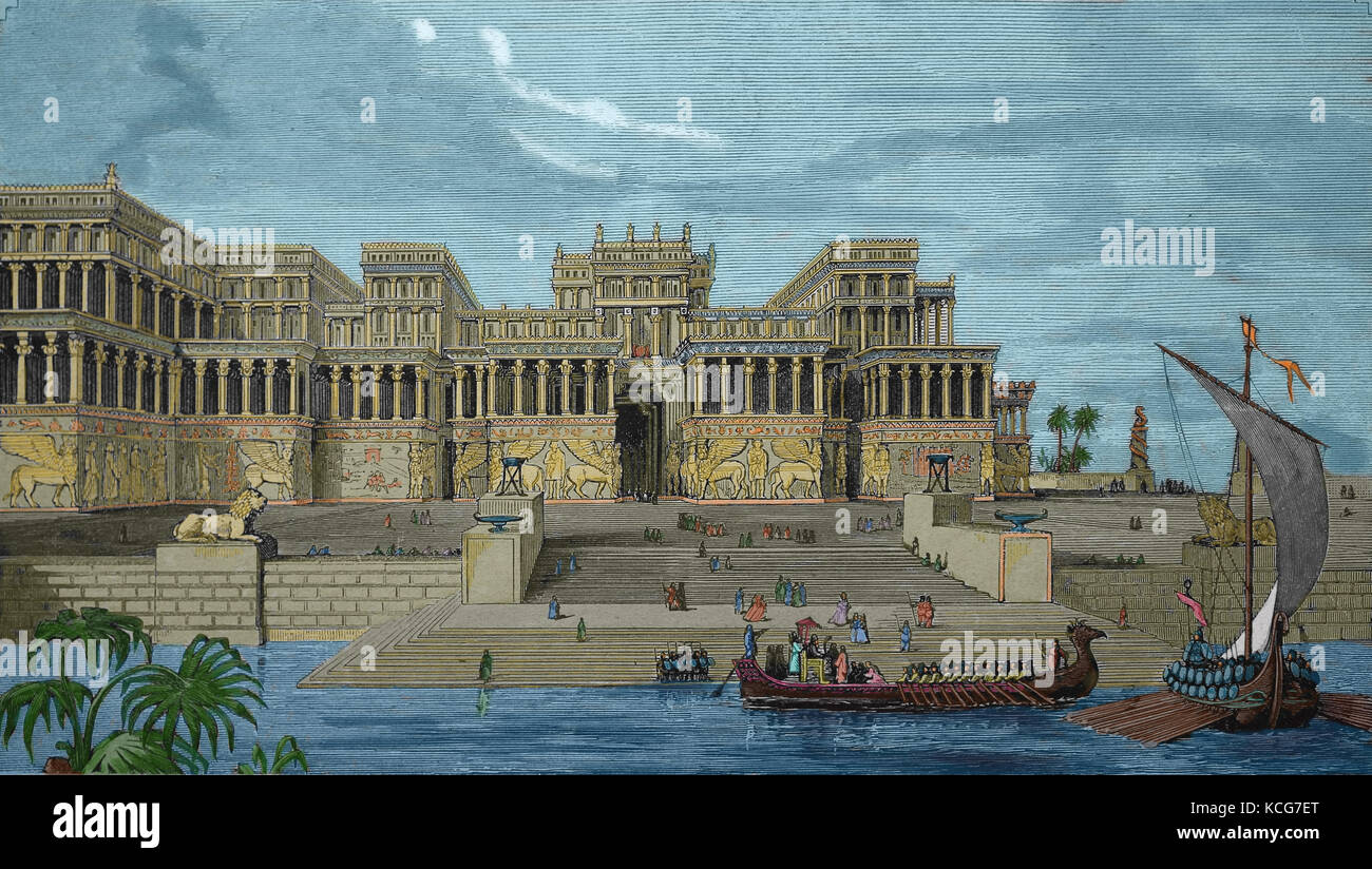 Ninive. alten assyrischen Stadt. oberen Mesopotamien. Gravur, 1890. Stockfoto