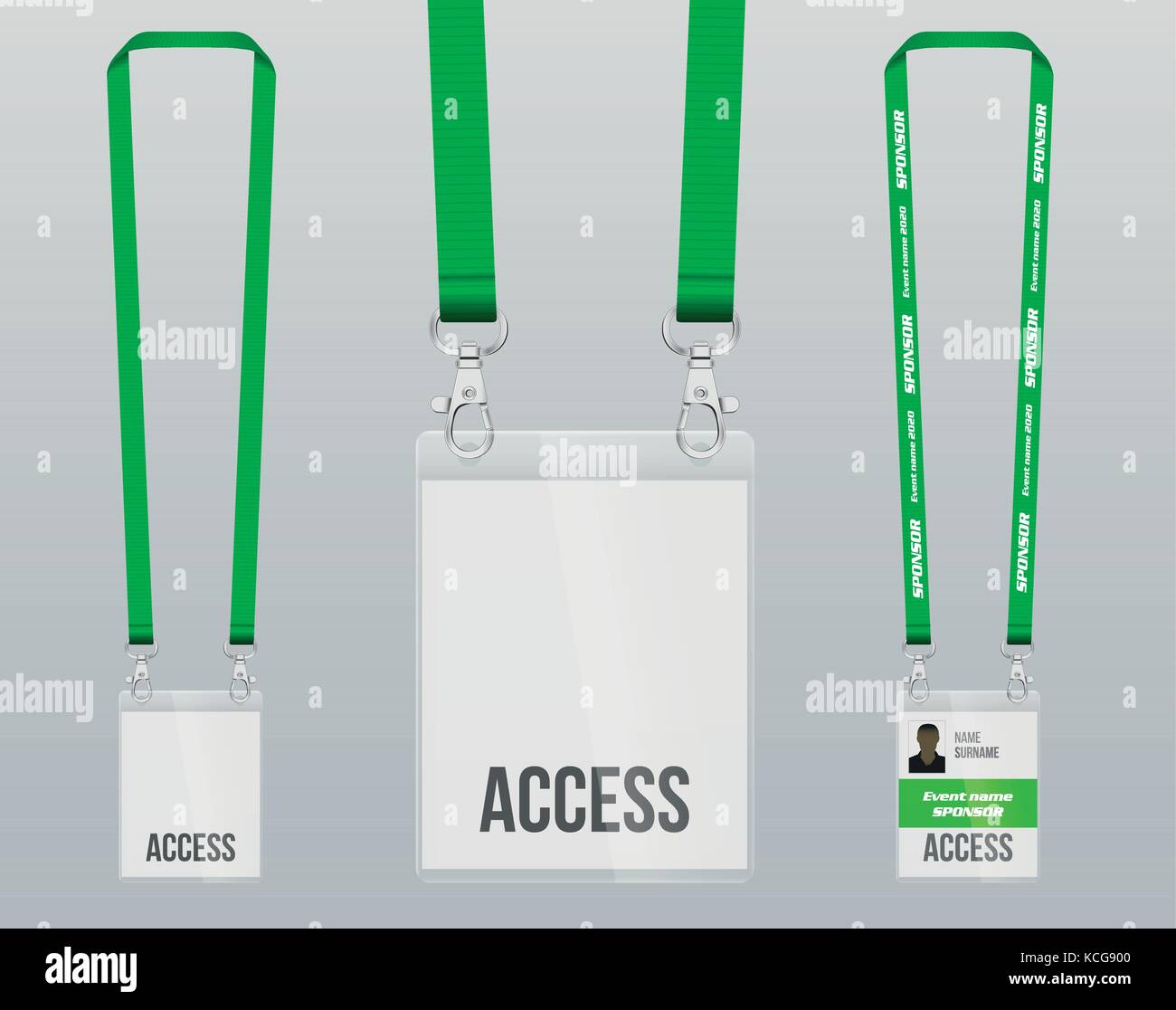 Satz von Lanyard und Abzeichen. Design Beispiel VIP-Pass. Vorlage vector Illustration. Stock Vektor