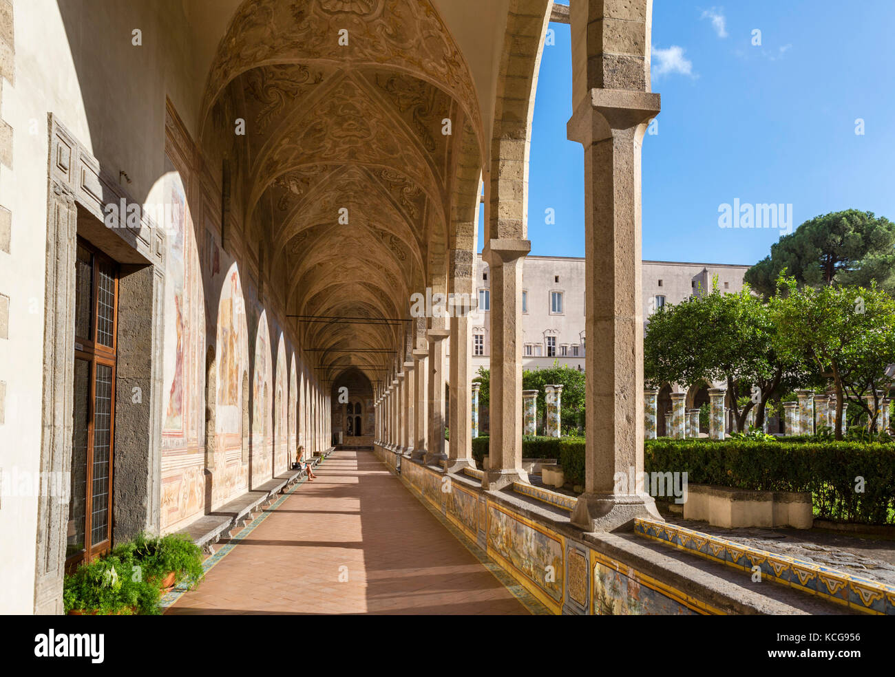 Das Kloster von Santa Chiara (Chiostro di Santa Chiara), Kloster Santa Chiara, Neapel, Italien Stockfoto