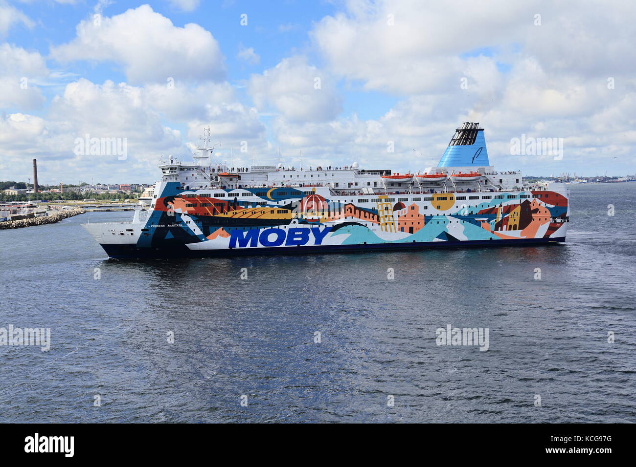 MS Prinzessin Anastasia im Hafen von Tallin, Estland, Ostsee - ein cruiseferry 1986 erbaut und wird derzeit von im Besitz von Moby Lines. Stockfoto