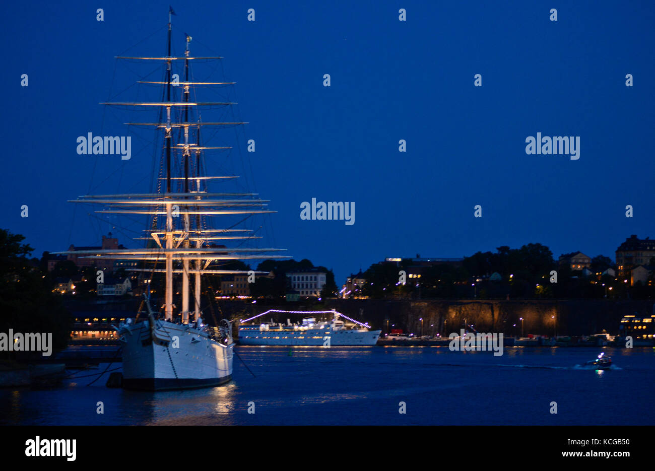 Schiff in den See Mälaren, Stockholm, Schweden Stockfoto