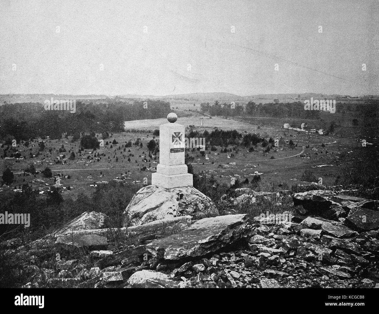 Vereinigte Staaten von Amerika, mit Blick auf das Schlachtfeld von Gettysburg in Pennsyvania, Theater des Krieges des Bürgerkrieges zwischen den Nordstaaten und den Südstaaten, Juli 1863, digital verbesserte Reproduktion einer historischen Foto aus dem (geschätzten) Jahr 1899 Stockfoto