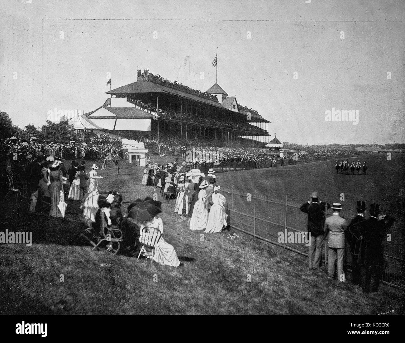 Vereinigte Staaten von Amerika, Pferderennen, Derby am Washington Park in Chicago, Illinois, digital verbesserte Reproduktion einer historischen Foto aus dem (geschätzten) Jahr 1899 Stockfoto