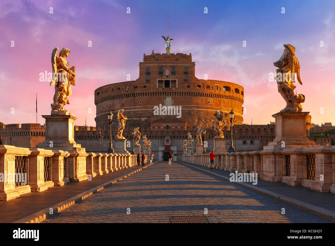 Saint Angel Burg und Brücke, Rom, Italien Stockfoto