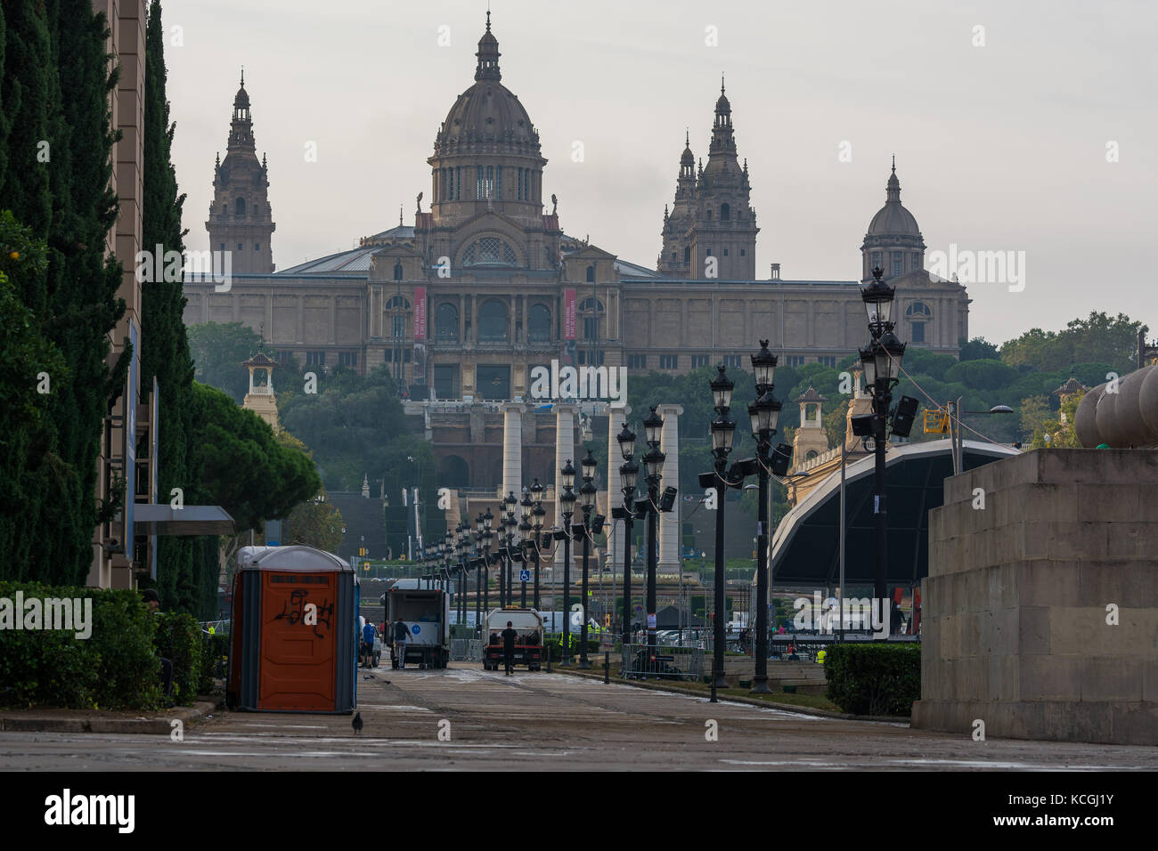 Rund um die Plaza de España, Palau Nacional, Barcelona, Katalonien, Spanien Stockfoto
