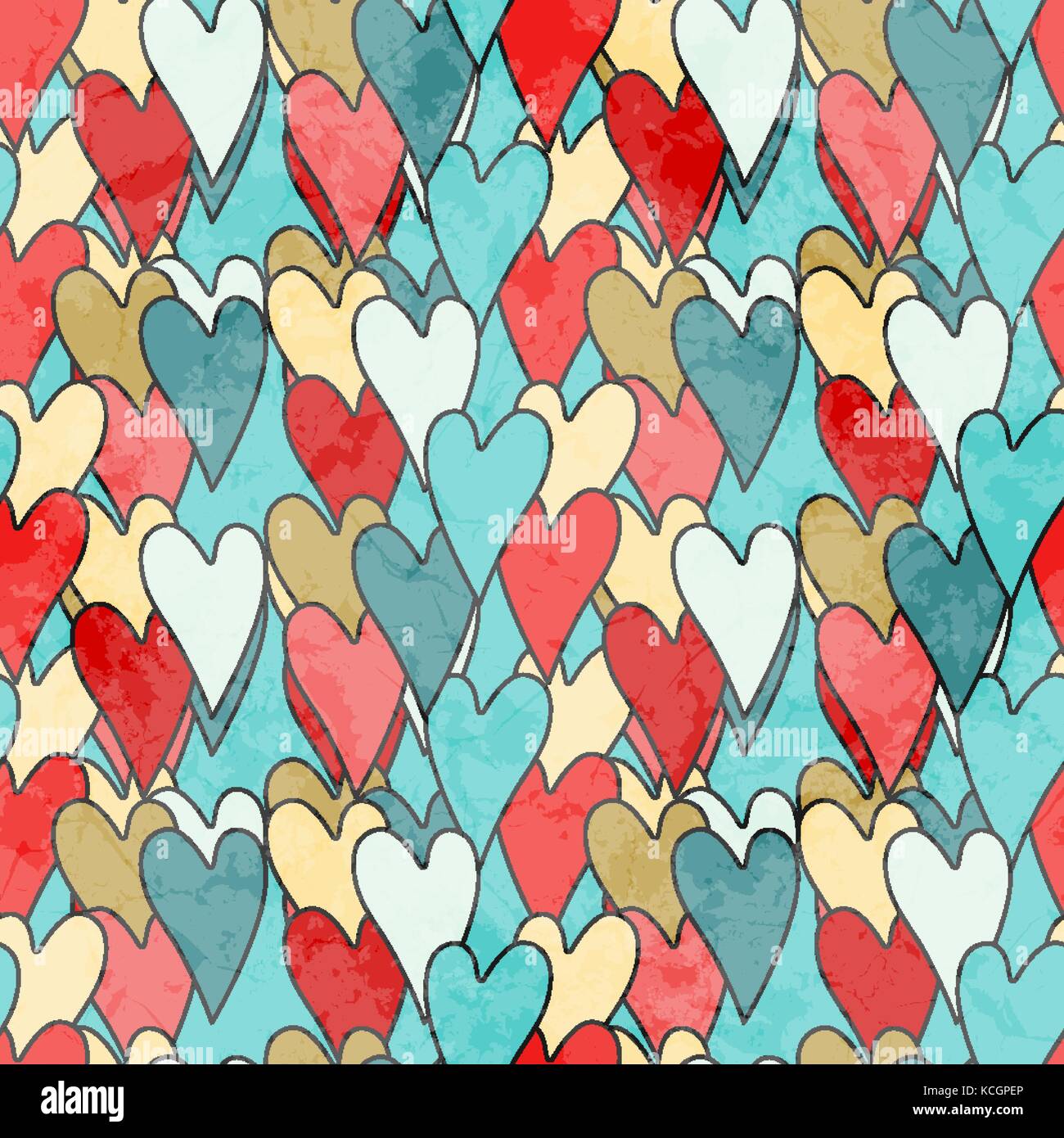 Die grunge dirty Valentine nahtlose Muster mit Herz Stock Vektor
