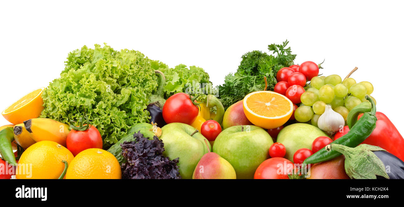 Obst und Gemüse auf einem weißen Hintergrund isoliert Stockfoto