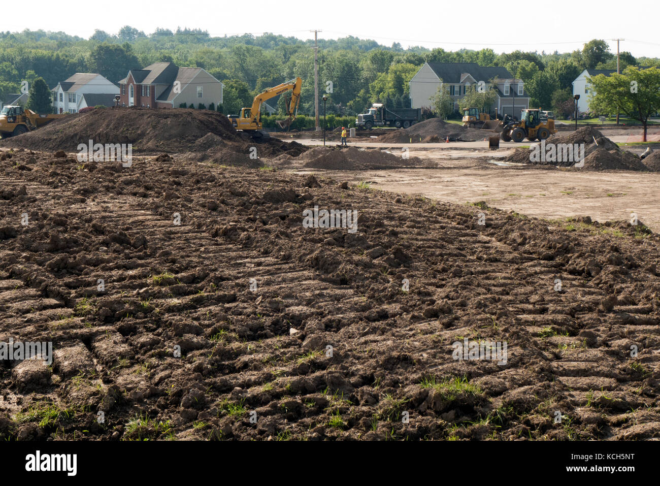 Titel links von erdbaumaschinen. Stockfoto