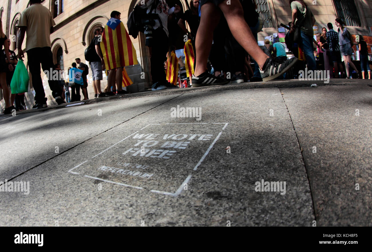 Die verbotenen pro Unabhängigkeitsreferendum in Barcelona Stockfoto