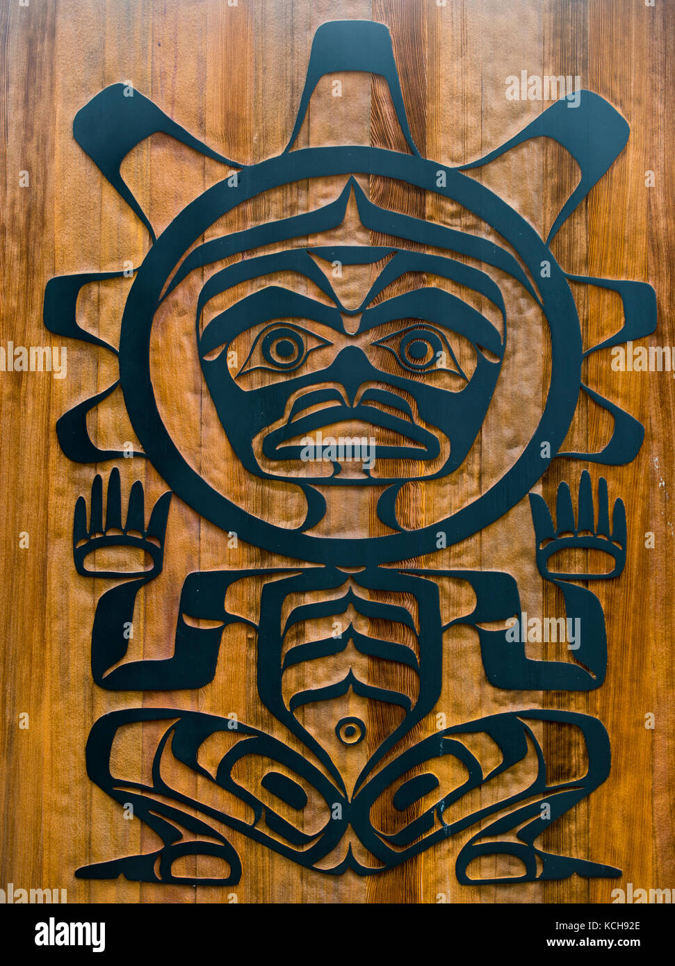 Details, U'Mista Cultural Centre, Alert Bay, Kormorane Island, Vancouver Island, British Columbia, Kanada Stockfoto