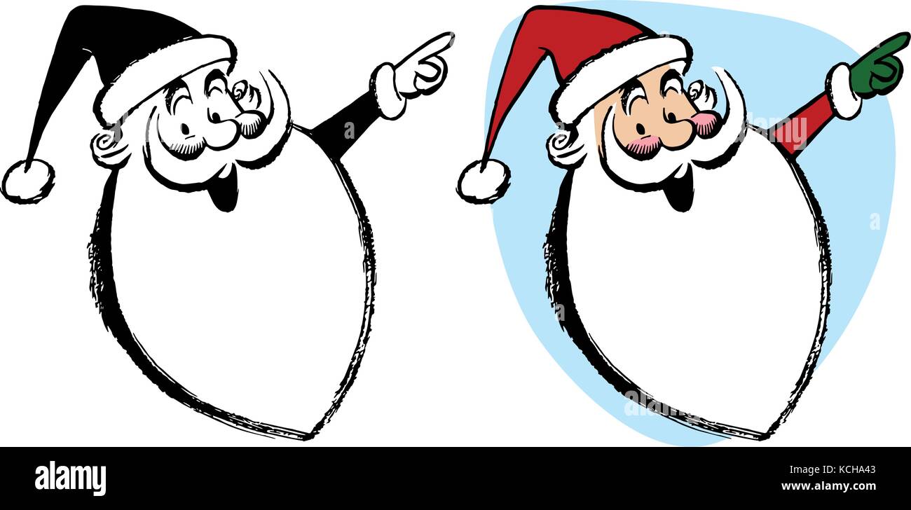 Eine Karikatur Portrait von Santa Claus auf etwas Interessantes zeigen. Stock Vektor
