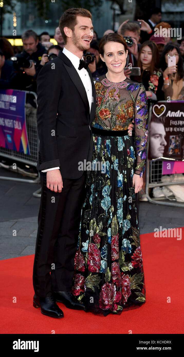 Foto Muss Gutgeschrieben werden ©Alpha Press 079965 04.10.2017 Andrew Garfield und Claire Foy bei der Breathe Opening Gala Premiere während des 61. BFI LFF London Film Festival 2017 in London Stockfoto