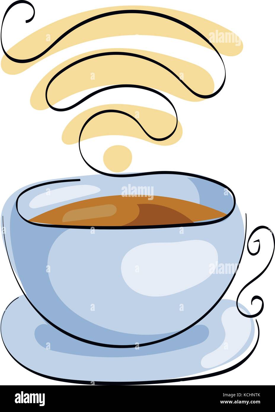 Tasse Kaffee oder Tee. kostenloses wifi für Street Cafe. Stock Vektor