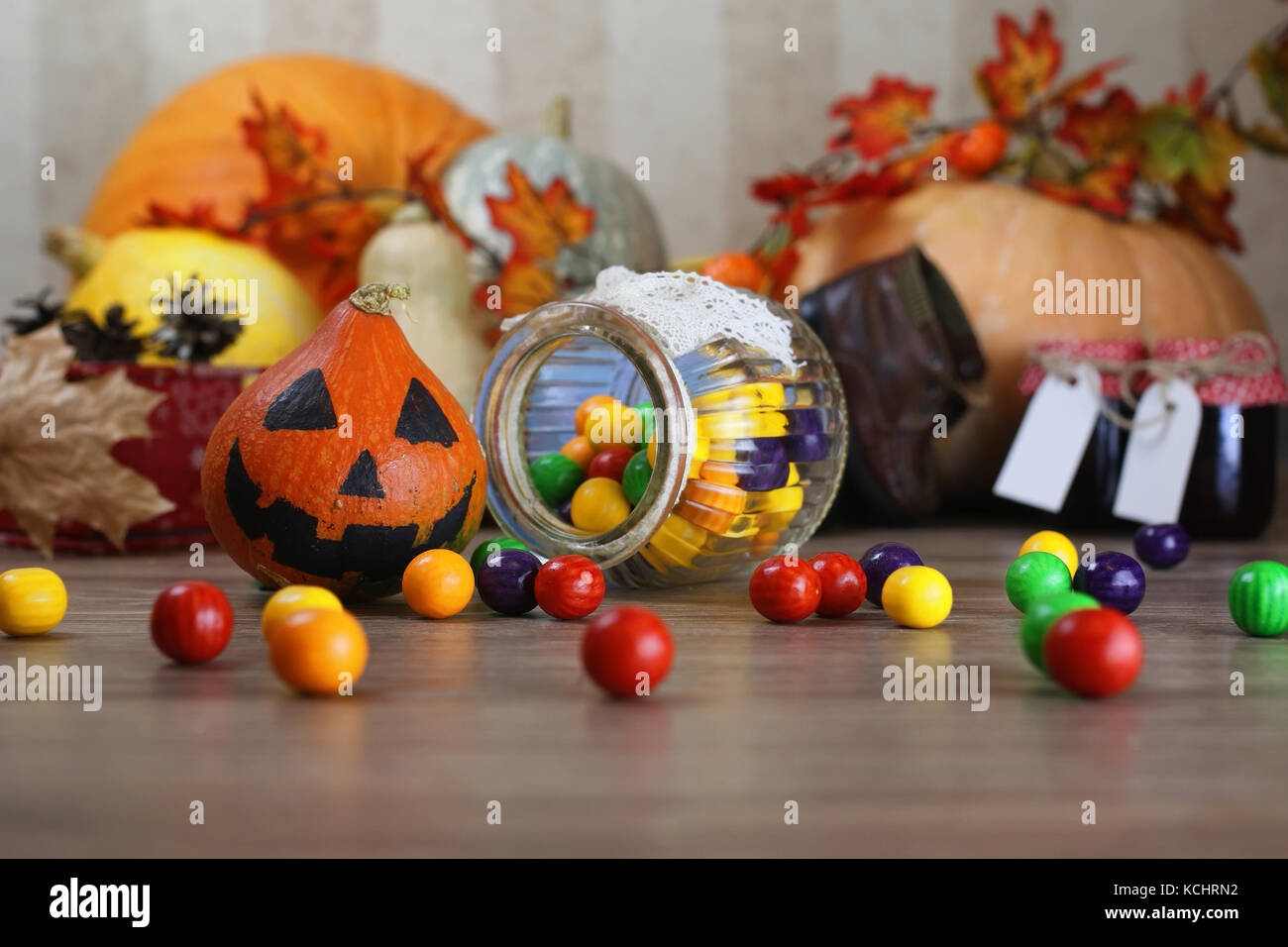 Kürbis auf dem Boden Stockfoto