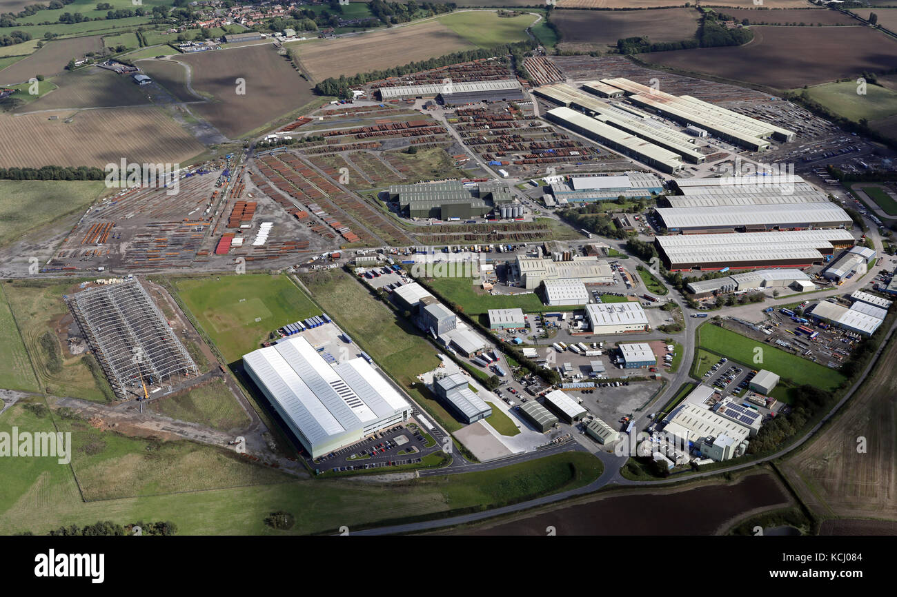 Luftaufnahme von Dalton Flugplatz, Thirsk, Yorkshire, Großbritannien Stockfoto