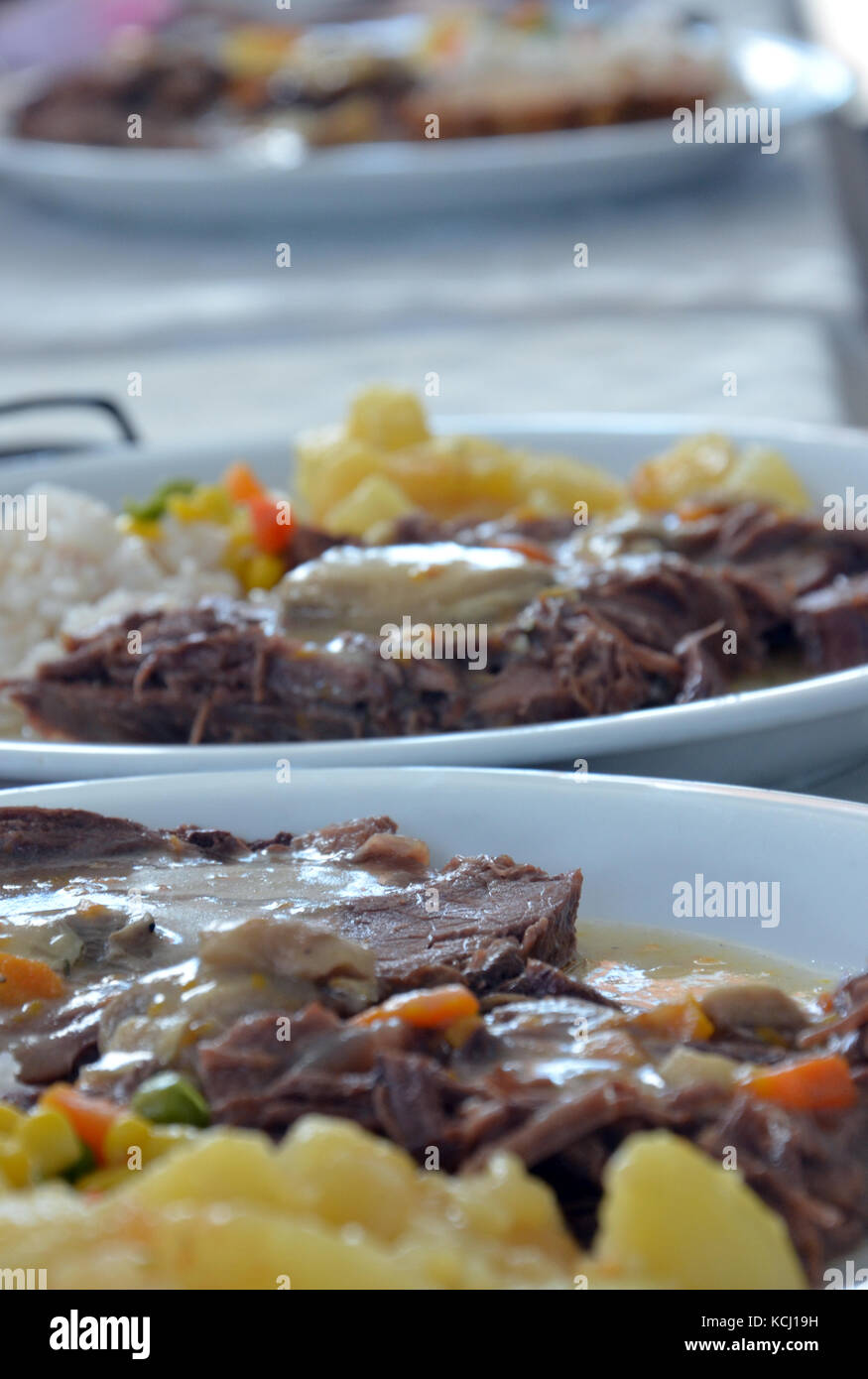 Bild von einem köstlichen Gourmet Lebensmittel, Fleisch mit Beilage Stockfoto