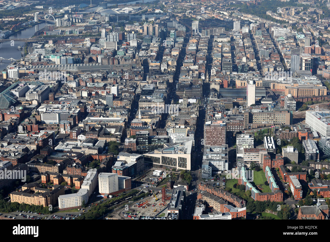 Luftaufnahme des Glasgow City Centre Skyline, die George Street, Schottland, Großbritannien Stockfoto