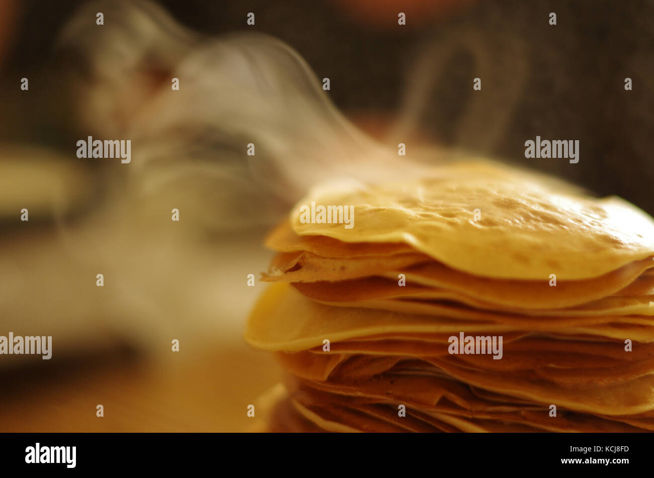 Köstliche französische steamy Pfannkuchen Stockfoto