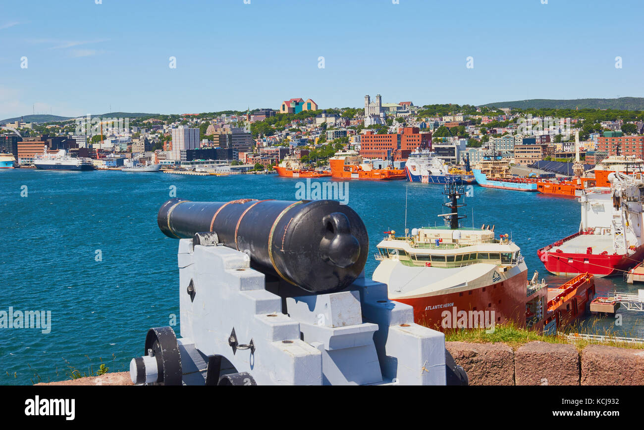 Fort Waldegrave eine Batterie (Einlagerung von schweren Geschütze) strategisch mit Blick auf den Hafen, die St. John's, Neufundland, Kanada Stockfoto