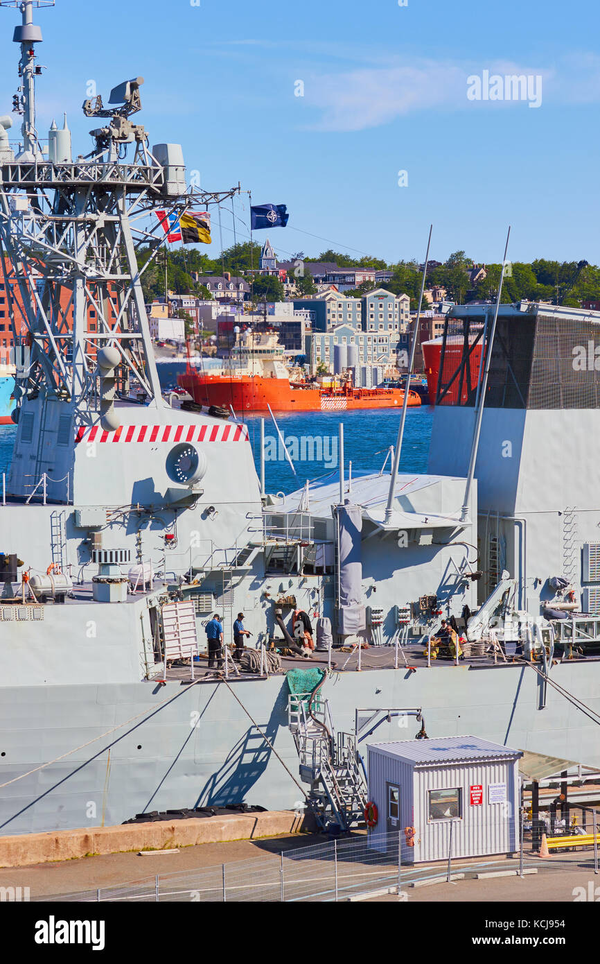 Royal Canadian Navy Fregatte HMCS St John's im Hafen festgemacht, St John's Neufundland, Kanada Stockfoto