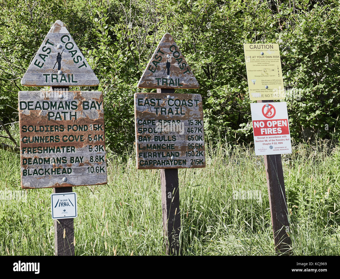 Anzeichen für die East Coast Trail, St. John's, Neufundland, Kanada. Stockfoto