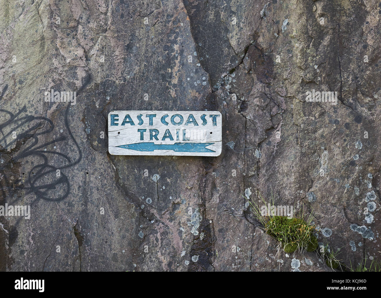 Zeichen für die East Coast Trail, St. John's, Neufundland, Kanada. Stockfoto