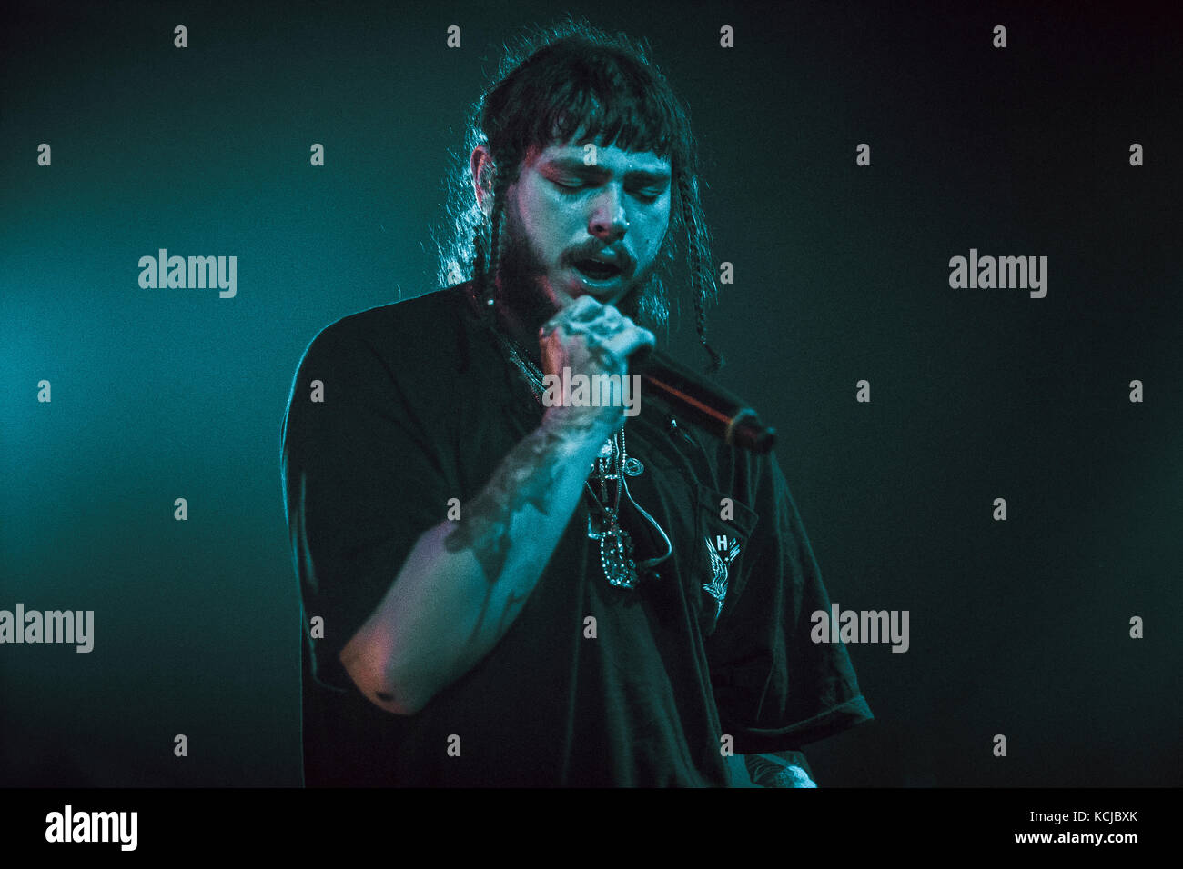 Der amerikanische Rapper und Lyriker Post Malone führt ein Live Konzert in Pumpehuset in Kopenhagen. Dänemark, 16.02.2017. Stockfoto