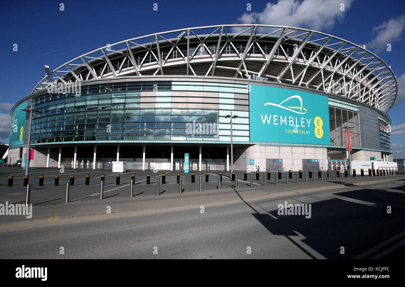 Eine allgemeine Ansicht des Wembley Stadions vor dem Spiel der FIFA Fußball-Weltmeisterschaft 2018 im Wembley Stadium, London. Stockfoto