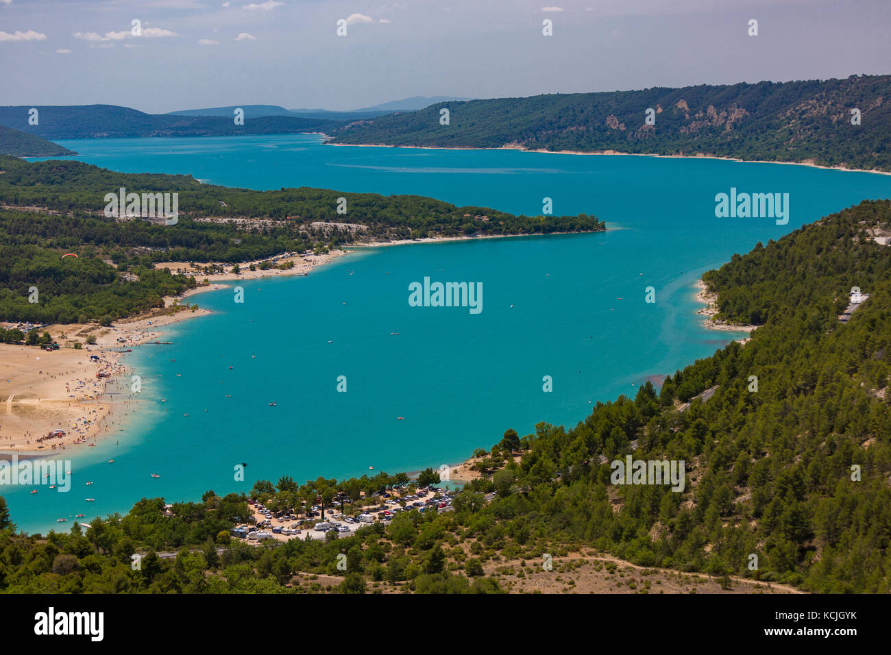 See von Sainte-Croix, Provence, Frankreich - Mann - See, Lac de Sainte-Croix. Stockfoto