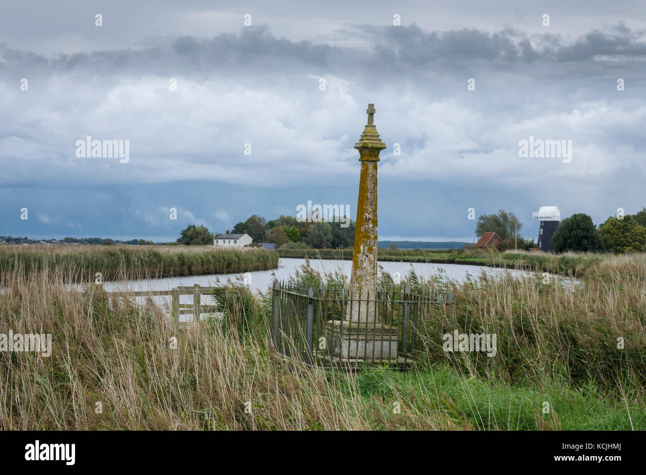 Hardley, Deich, Staithe Stockfoto