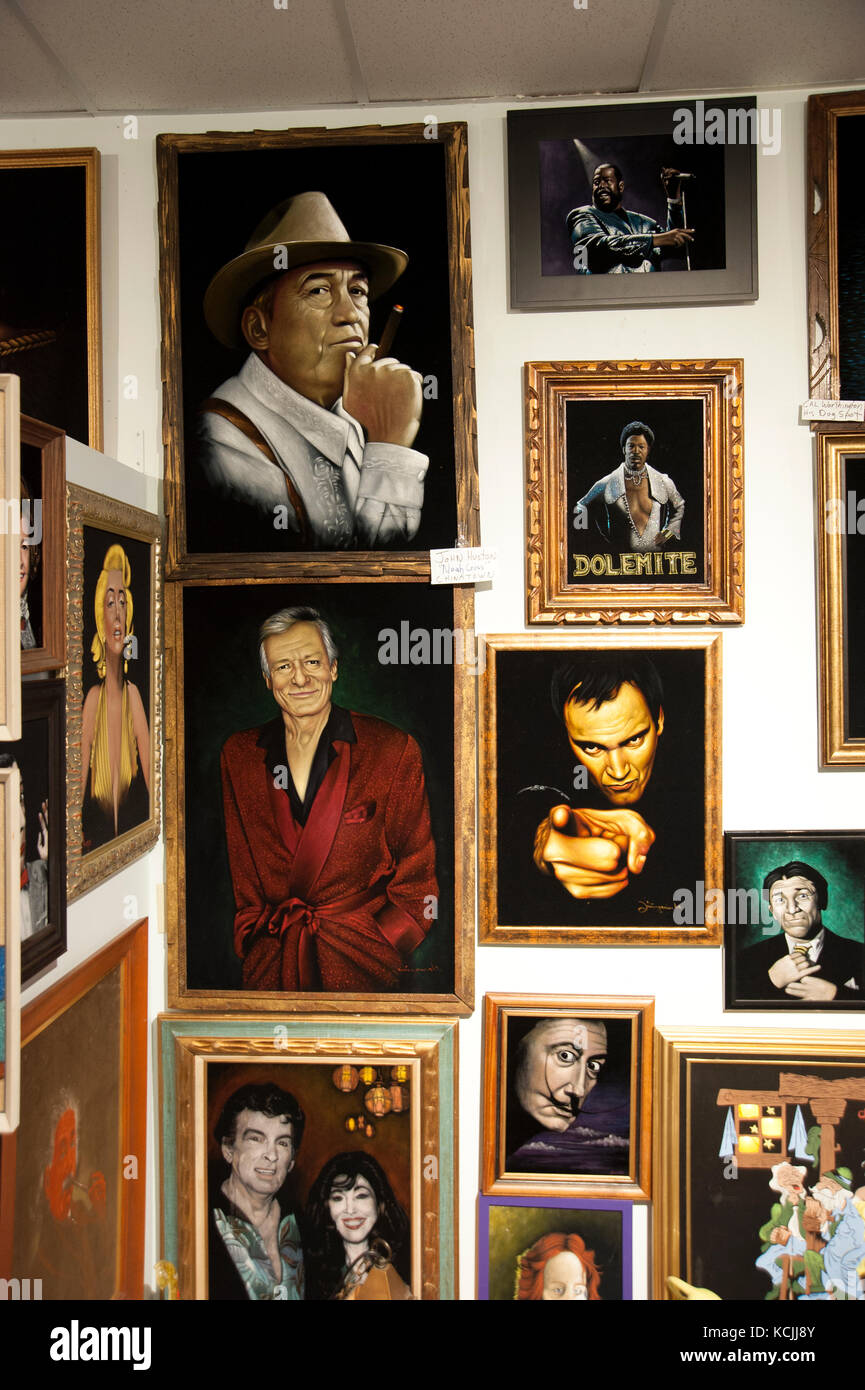 Velveteria in der Chinatown in der Innenstadt von Los Angeles verfügt über eine Sammlung von Velvet Gemälde. Stockfoto