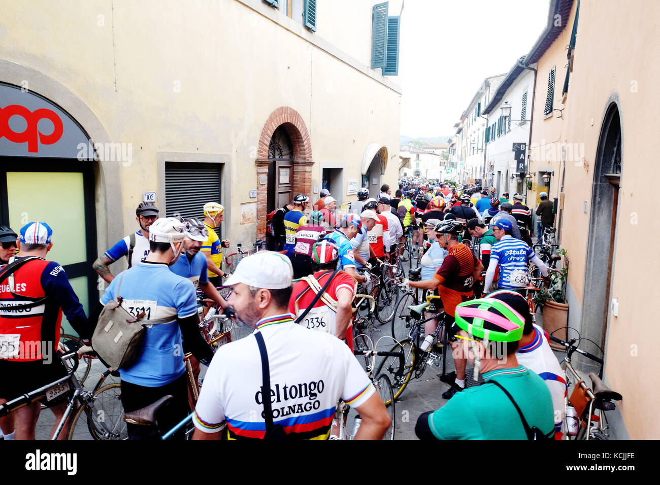 Granfondo Eroica Radrennen Gaiole in Chianti, Toskana, Italien Stockfoto