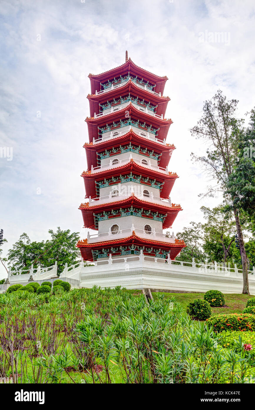 Das 7-stöckige chinesische Pagode in Singapur jurong Lake Gardens öffentlichen Park. Die Struktur hat 185 Stufen nach oben zu gelangen. Stockfoto