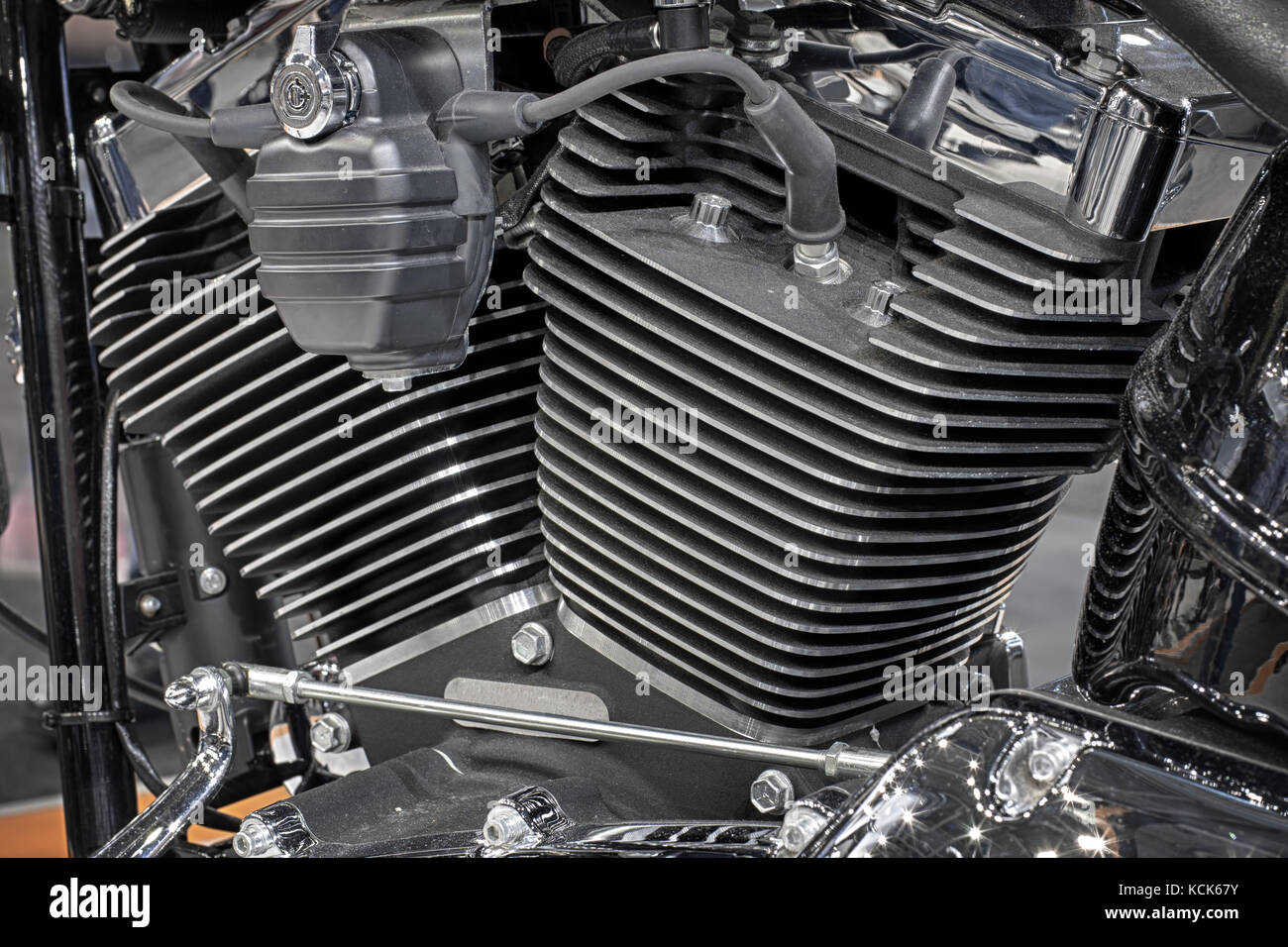 Detail der luftgekühlten Motor von Motorrad Stockfotografie Alamy